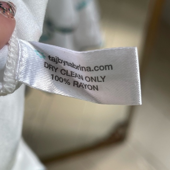 NWT Taj by Sabrina Crippa OLIVIA WRAP Ruffle DRESS in White and Teal - Picture 11 of 12